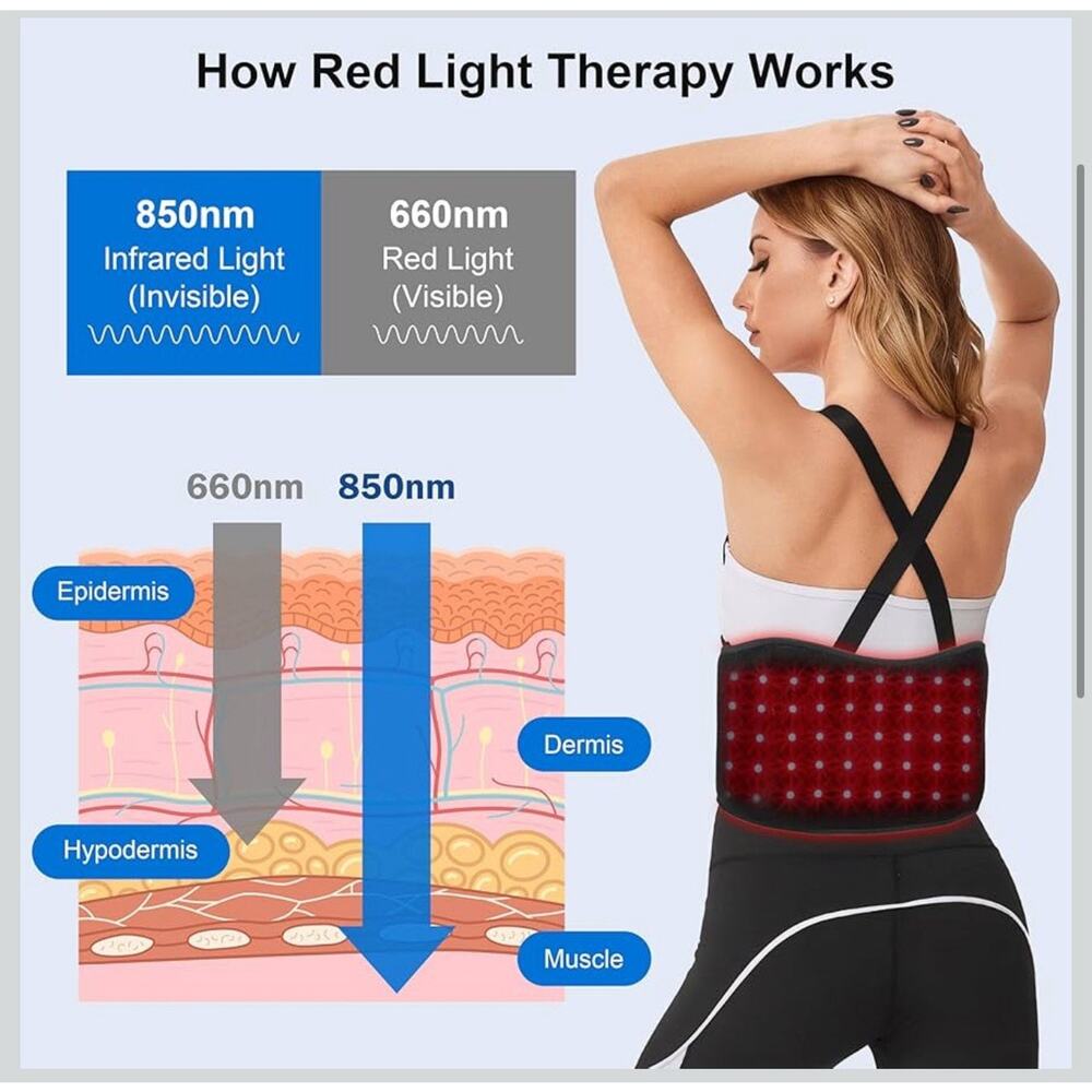 Cordless Red Light Therapy Belt: Portable Wireless Infrared Light Wrap Vibration - Picture 4 of 8